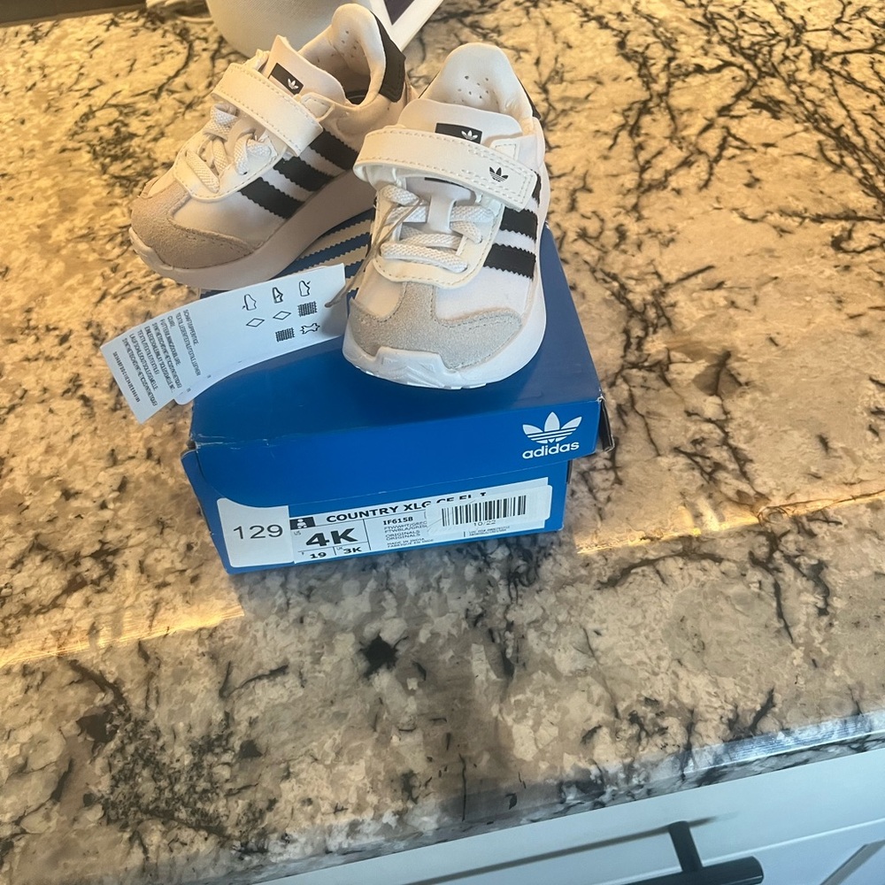 Adidas Kids' Cream and Black Sneakers